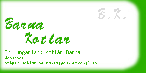 barna kotlar business card